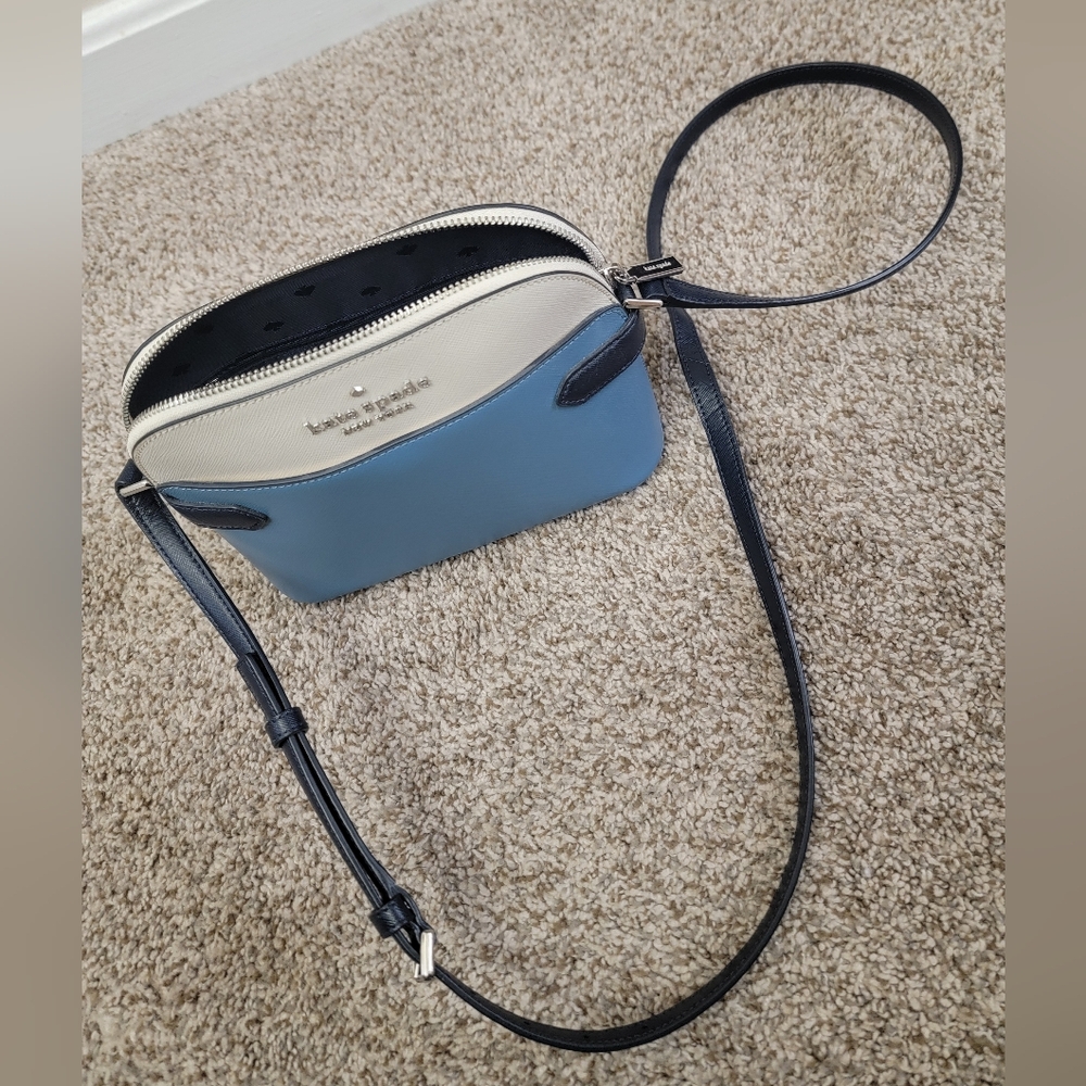 EUC Kate Spade Blue Colorblock Crossbody/Card Wallet - Picture 3 of 4